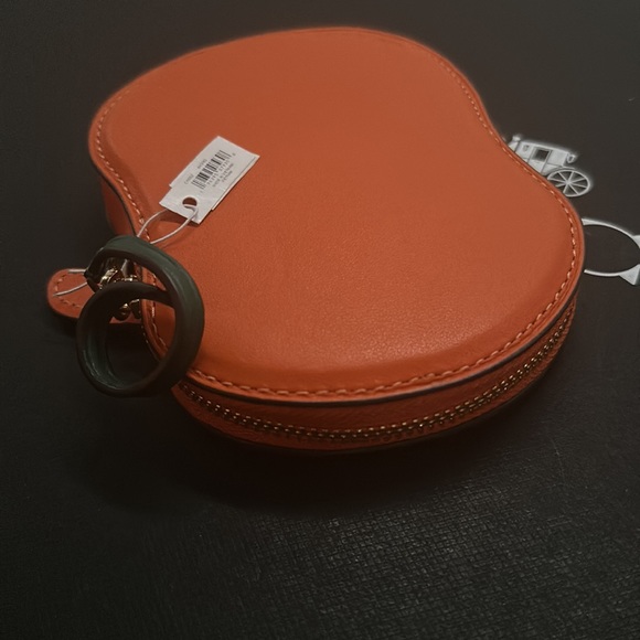 NWT COACH Halloween Pumpkin Zip Coin Card Case Purse Orange Leather CN002 - Picture 5 of 5
